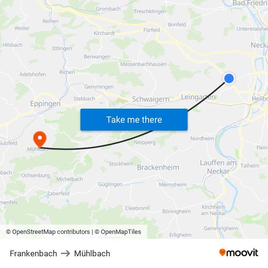 Frankenbach to Mühlbach map