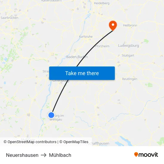 Neuershausen to Mühlbach map