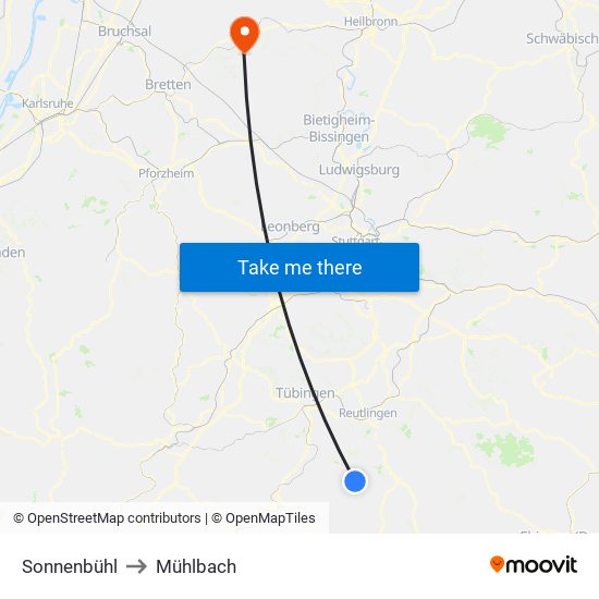 Sonnenbühl to Mühlbach map