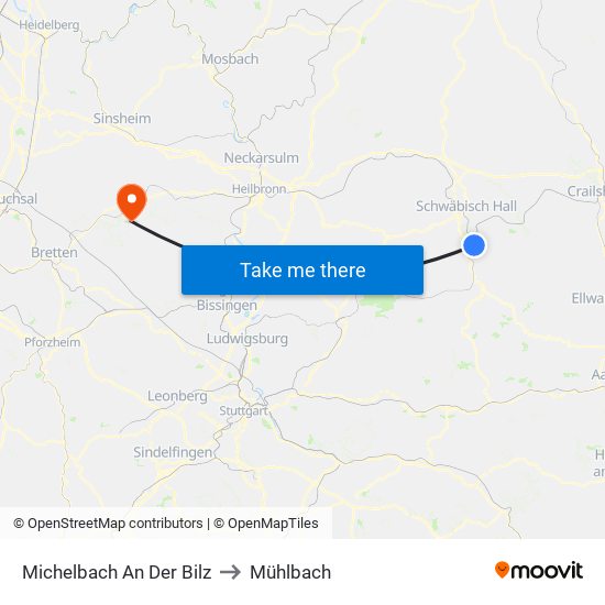 Michelbach An Der Bilz to Mühlbach map