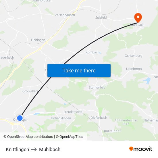 Knittlingen to Mühlbach map