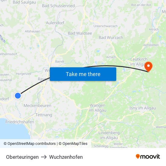 Oberteuringen to Wuchzenhofen map