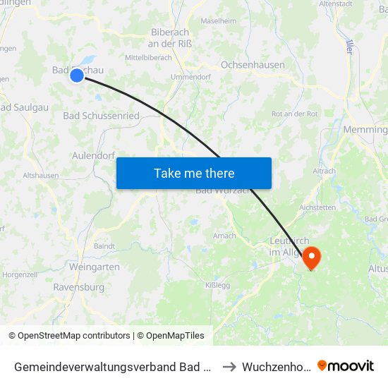 Gemeindeverwaltungsverband Bad Buchau to Wuchzenhofen map