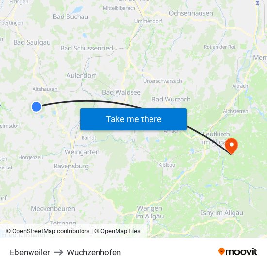 Ebenweiler to Wuchzenhofen map