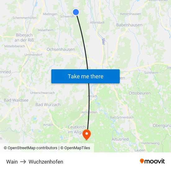 Wain to Wuchzenhofen map