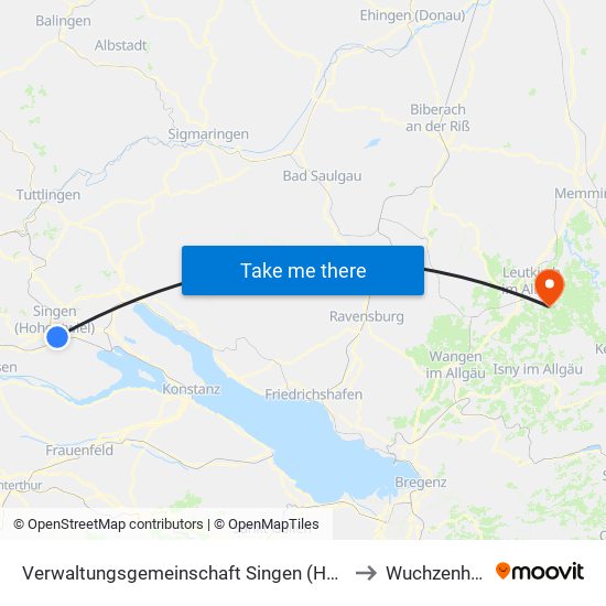 Verwaltungsgemeinschaft Singen (Hohentwiel) to Wuchzenhofen map