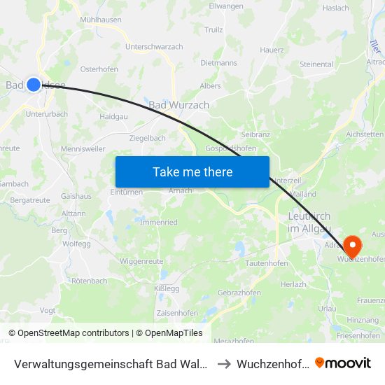 Verwaltungsgemeinschaft Bad Waldsee to Wuchzenhofen map