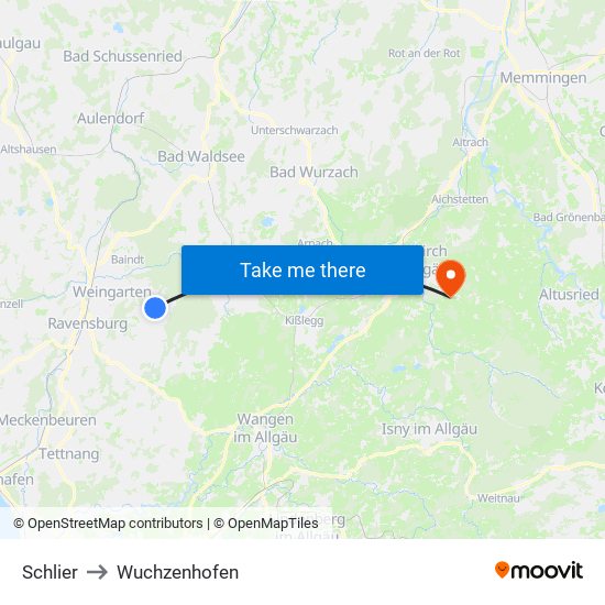 Schlier to Wuchzenhofen map
