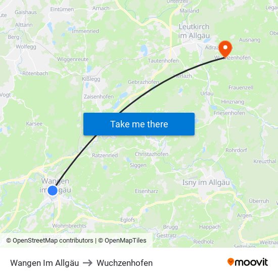 Wangen Im Allgäu to Wuchzenhofen map