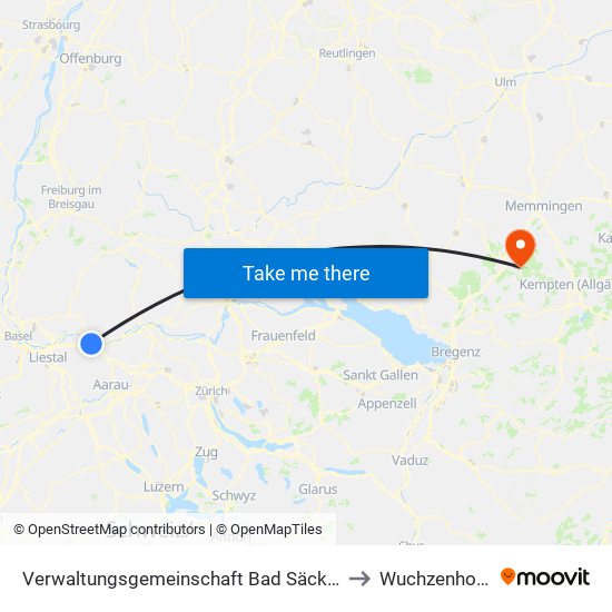 Verwaltungsgemeinschaft Bad Säckingen to Wuchzenhofen map