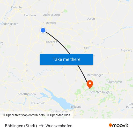 Böblingen (Stadt) to Wuchzenhofen map