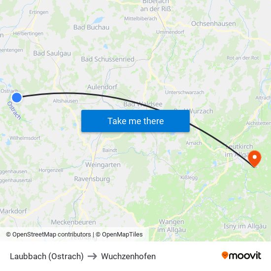 Laubbach (Ostrach) to Wuchzenhofen map