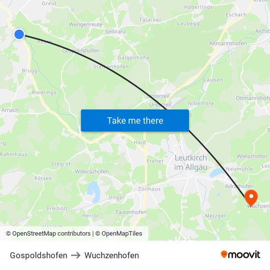 Gospoldshofen to Wuchzenhofen map