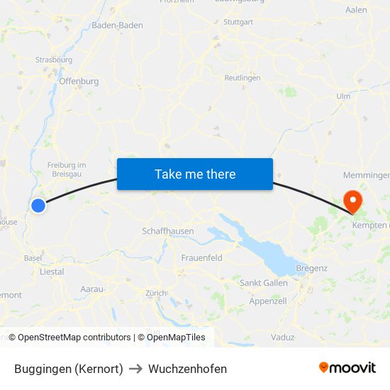 Buggingen (Kernort) to Wuchzenhofen map