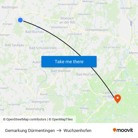 Gemarkung Dürmentingen to Wuchzenhofen map