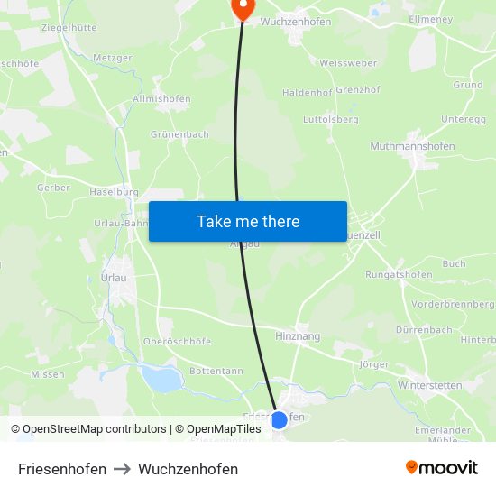 Friesenhofen to Wuchzenhofen map