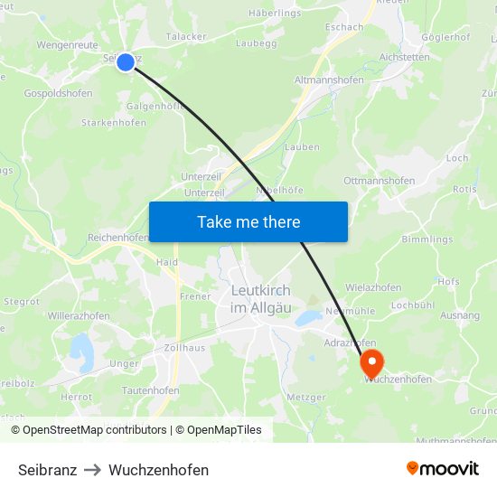 Seibranz to Wuchzenhofen map