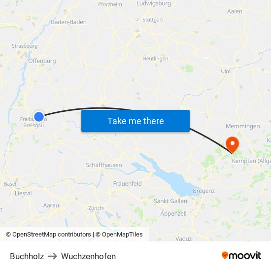 Buchholz to Wuchzenhofen map