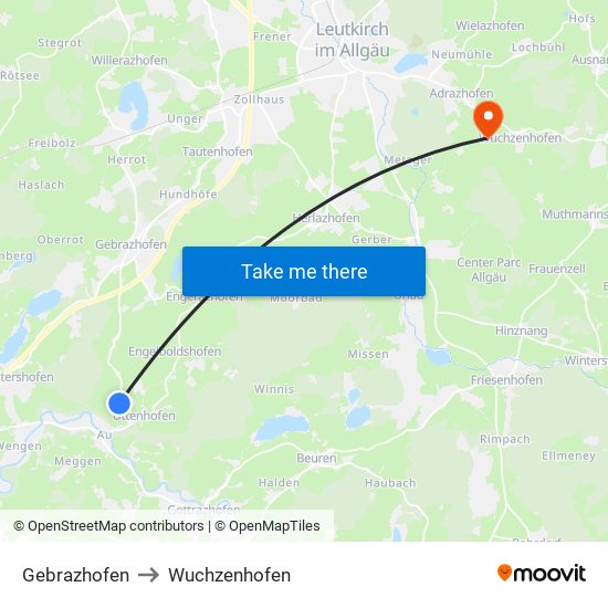 Gebrazhofen to Wuchzenhofen map