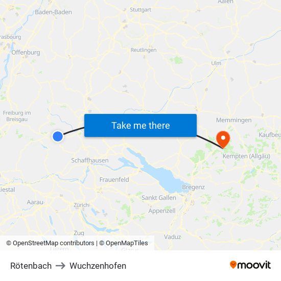 Rötenbach to Wuchzenhofen map