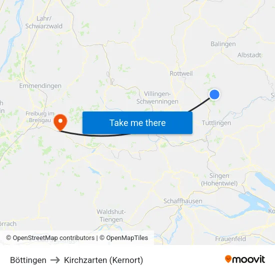 Böttingen to Kirchzarten (Kernort) map