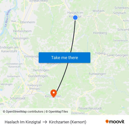 Haslach Im Kinzigtal to Kirchzarten (Kernort) map