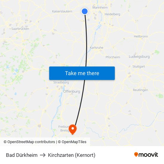 Bad Dürkheim to Kirchzarten (Kernort) map