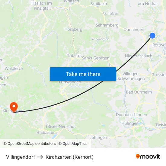 Villingendorf to Kirchzarten (Kernort) map