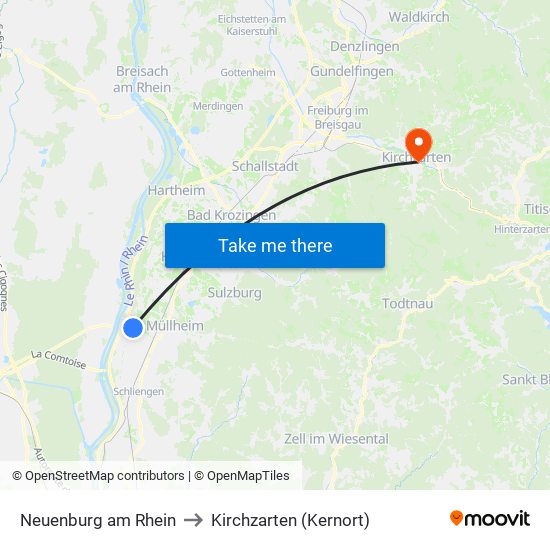 Neuenburg am Rhein to Kirchzarten (Kernort) map