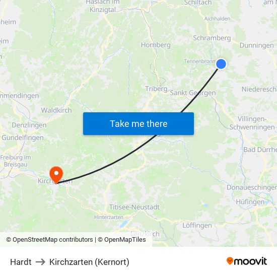 Hardt to Kirchzarten (Kernort) map