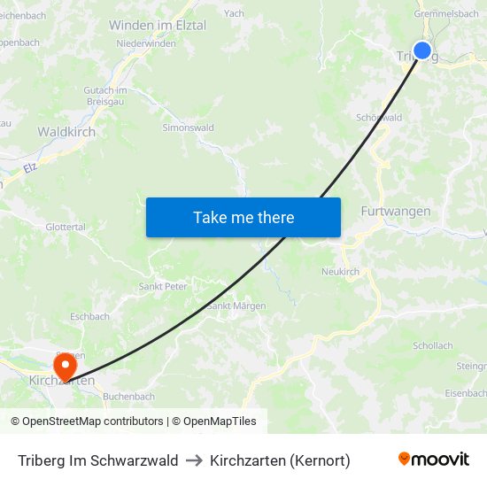 Triberg Im Schwarzwald to Kirchzarten (Kernort) map