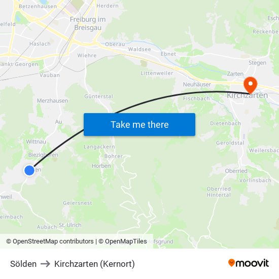 Sölden to Kirchzarten (Kernort) map