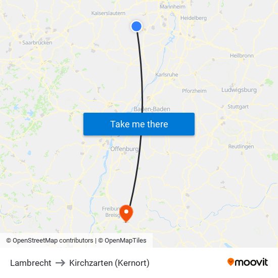 Lambrecht to Kirchzarten (Kernort) map