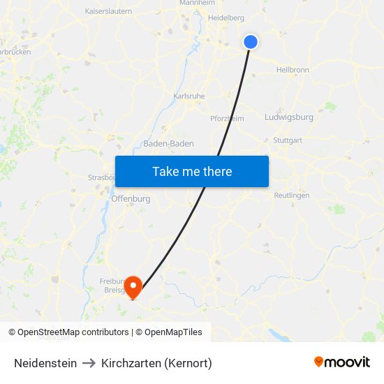 Neidenstein to Kirchzarten (Kernort) map