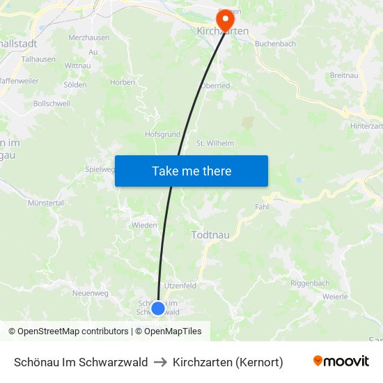 Schönau Im Schwarzwald to Kirchzarten (Kernort) map