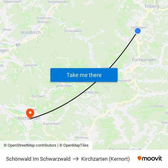 Schönwald Im Schwarzwald to Kirchzarten (Kernort) map