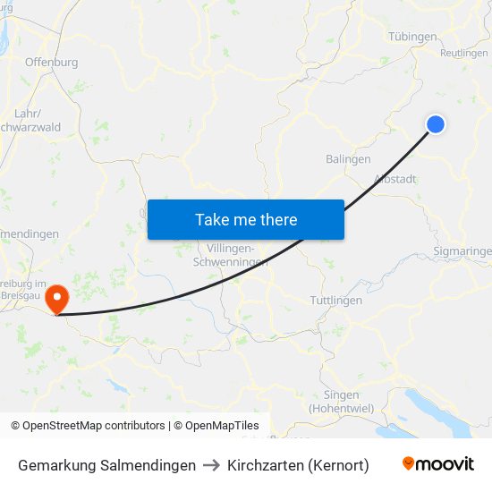 Gemarkung Salmendingen to Kirchzarten (Kernort) map