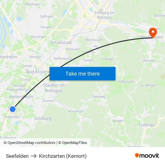 Seefelden to Kirchzarten (Kernort) map