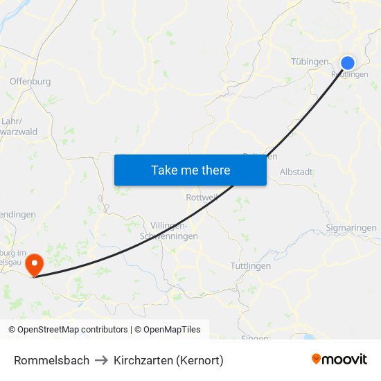 Rommelsbach to Kirchzarten (Kernort) map