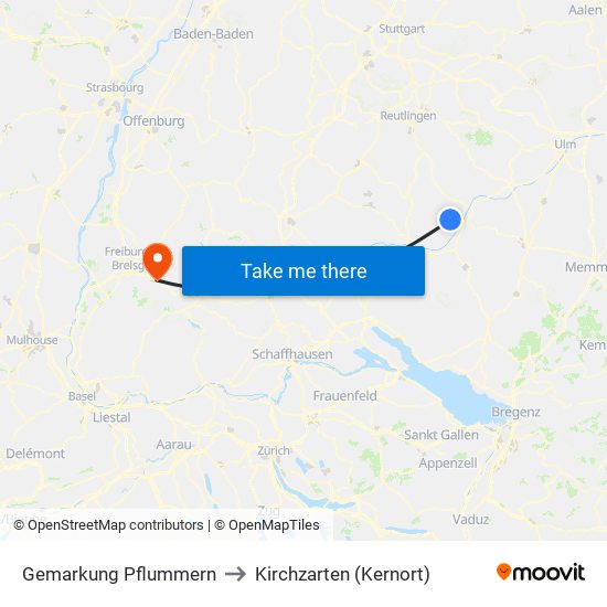 Gemarkung Pflummern to Kirchzarten (Kernort) map