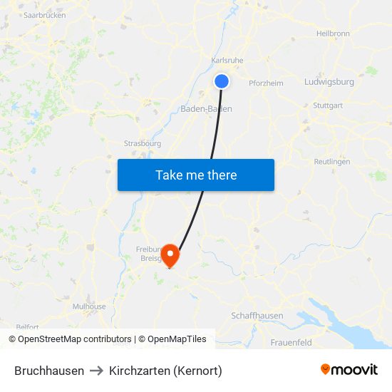 Bruchhausen to Kirchzarten (Kernort) map