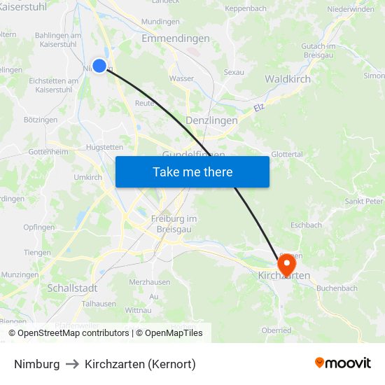 Nimburg to Kirchzarten (Kernort) map