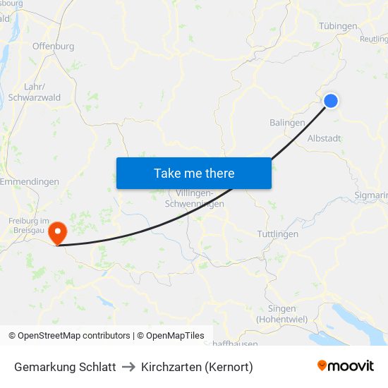 Gemarkung Schlatt to Kirchzarten (Kernort) map