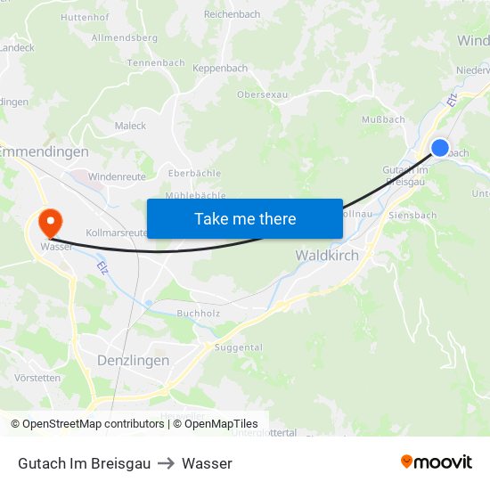 Gutach Im Breisgau to Wasser map