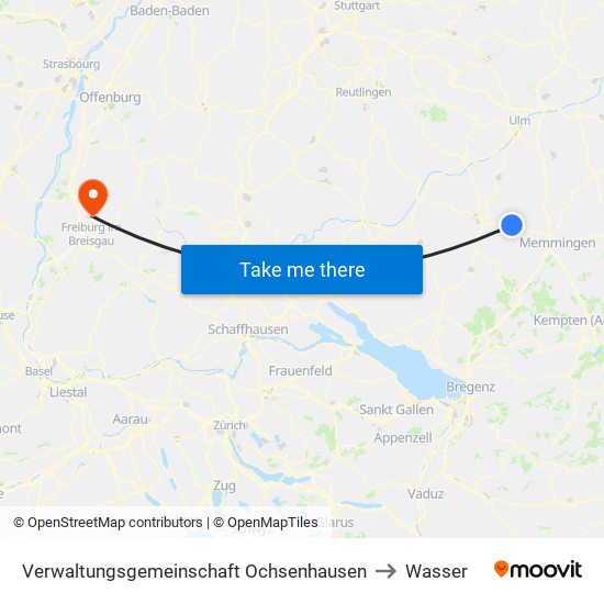 Verwaltungsgemeinschaft Ochsenhausen to Wasser map