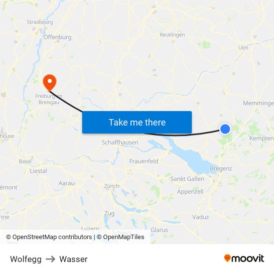 Wolfegg to Wasser map