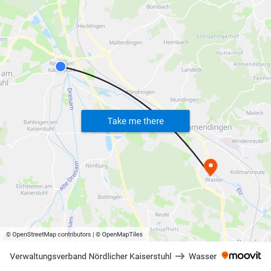 Verwaltungsverband Nördlicher Kaiserstuhl to Wasser map