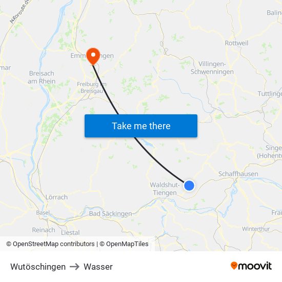 Wutöschingen to Wasser map