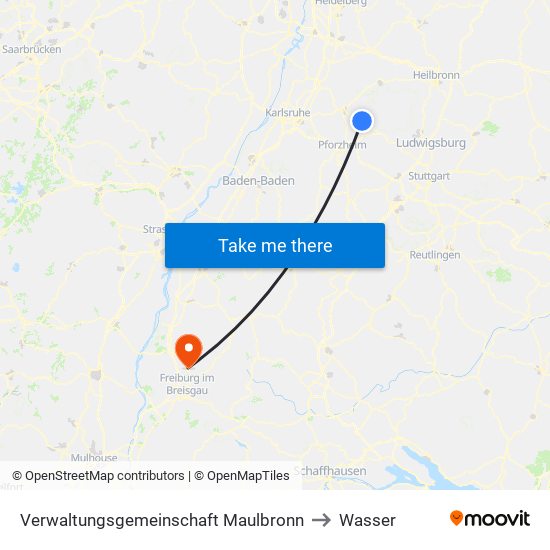 Verwaltungsgemeinschaft Maulbronn to Wasser map