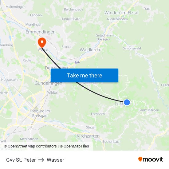 Gvv St. Peter to Wasser map